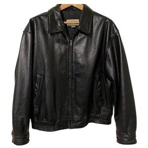 Vintage St. John's Bay Genuine Leather Men's Bomber Jacket Quilted Size XL